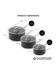 Sur La Table Grey Hard Anodised Saucepan 3 Piece Set - Image 6 of 9