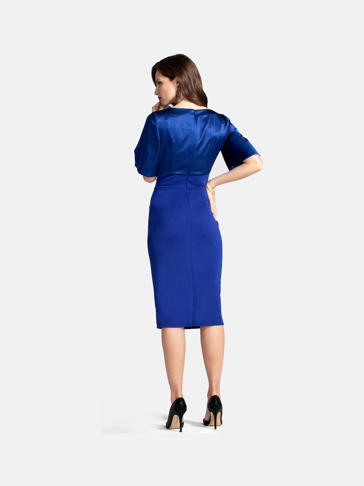 Hot Squash Blue Short Sleeve Cocktail Dress - Image 2 of 3 Hot Squash Blue Short Sleeve Cocktail Dress - Image 2 of 3