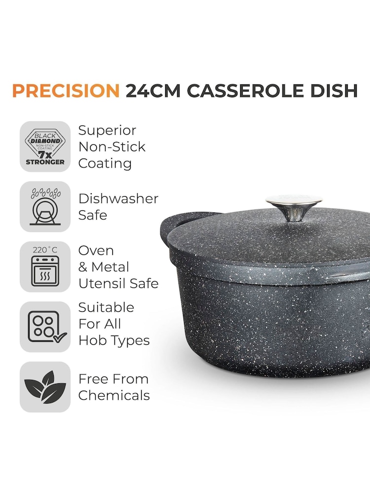 Tower Black 24cm Casserole Dish with Aluminium Lid - Image 2 of 12