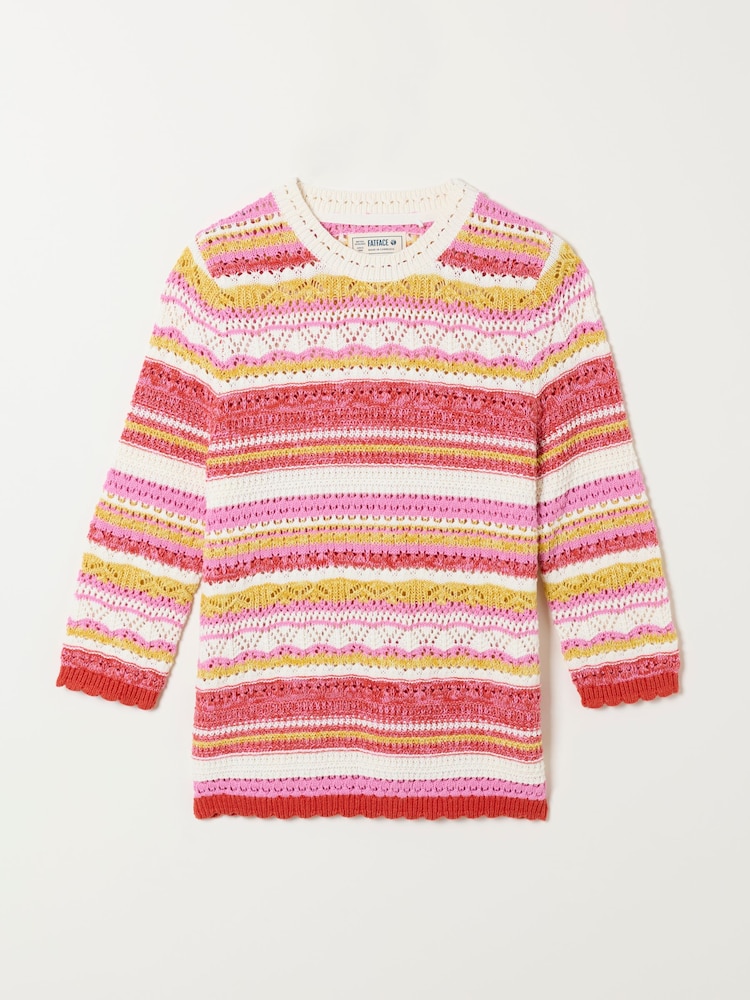 FatFace Pink Rosalie Stripe Knitted Jumper - Image 1 of 1