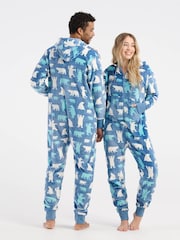 Polar Bears Adult Hooded Fleece Jumpsuit - Image 2 of 6