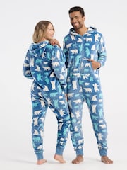 Polar Bears Adult Hooded Fleece Jumpsuit - Image 3 of 6