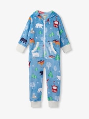 Hatley Blue Vintage Ski Kids Hooded Fleece Jumpsuit - Imaginea 3 din 3