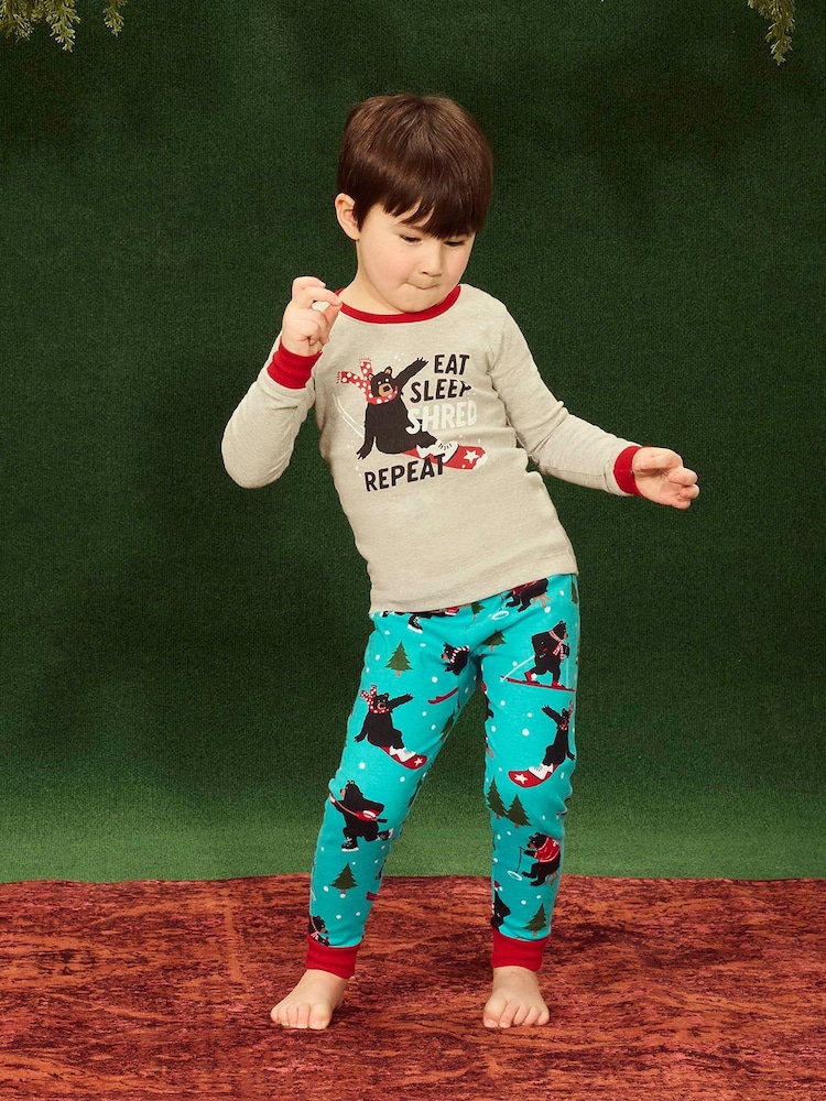 Hatley Blue Eat Sleep Shred Kids Pyjamas Set - Image 1 of 5 Hatley Blue Eat Sleep Shred Kids Pyjamas Set - Image 1 of 5