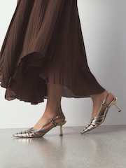 Metallic Forever Comfort® Textured Point Toe Slingabck Heels - Image 2 of 5