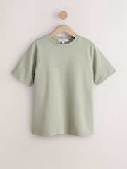 Sage Green Heavyweight Short Sleeve Crew Neck T-Shirt - Image 10 of 11