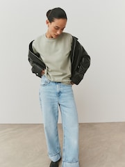 Sage Green Heavyweight Short Sleeve Crew Neck T-Shirt - Image 3 of 11