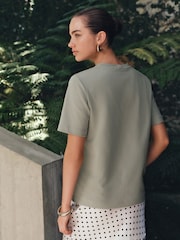 Sage Green Heavyweight Short Sleeve Crew Neck T-Shirt - Image 5 of 11