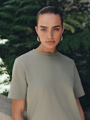 Sage Green Heavyweight Short Sleeve Crew Neck T-Shirt - Image 7 of 11