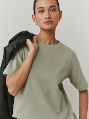 Sage Green Heavyweight Short Sleeve Crew Neck T-Shirt - Image 8 of 11