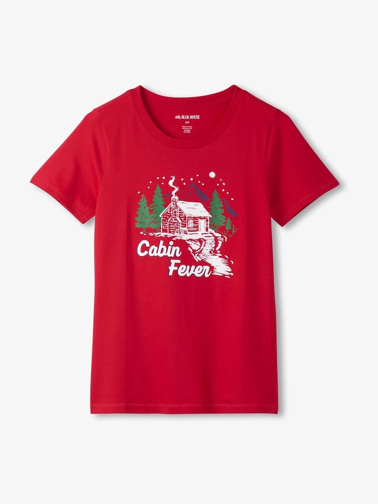 Hatley Red Winter Cabin Womens Pyjama T-Shirt - Image 1 of 1 Hatley Red Winter Cabin Womens Pyjama T-Shirt - Image 1 of 1