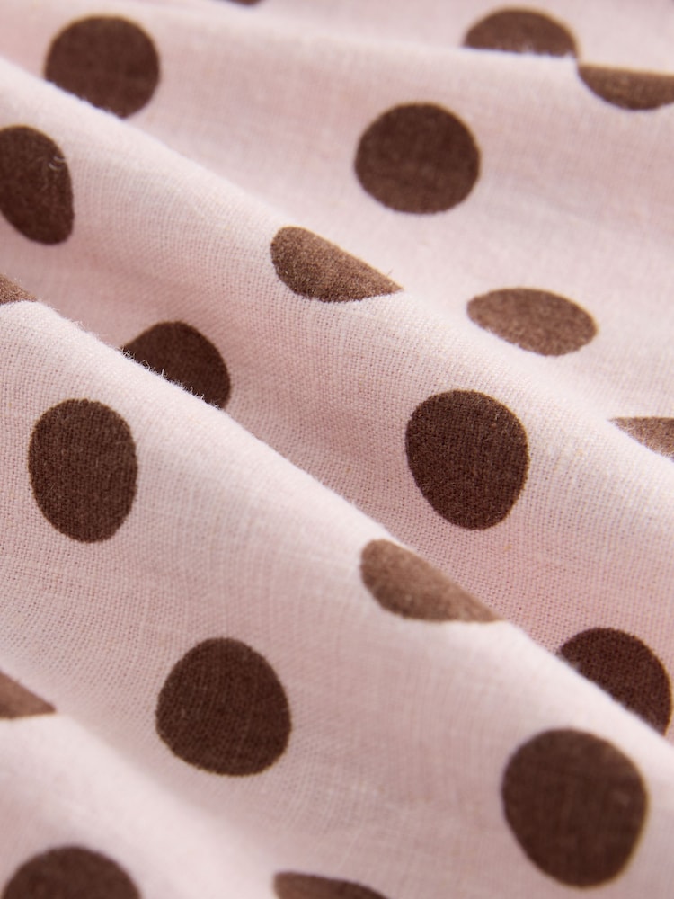 Chocolate/Pink Spot Stretch Linen Blend Barrel Leg Trousers 2 Pack - Image 10 of 10