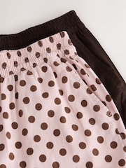 Chocolate/Pink Spot Stretch Linen Blend Barrel Leg Trousers 2 Pack - Image 9 of 10