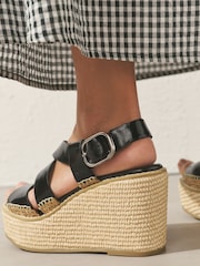 Black Forever Comfort®? Raffia Wedges - Image 8 of 14