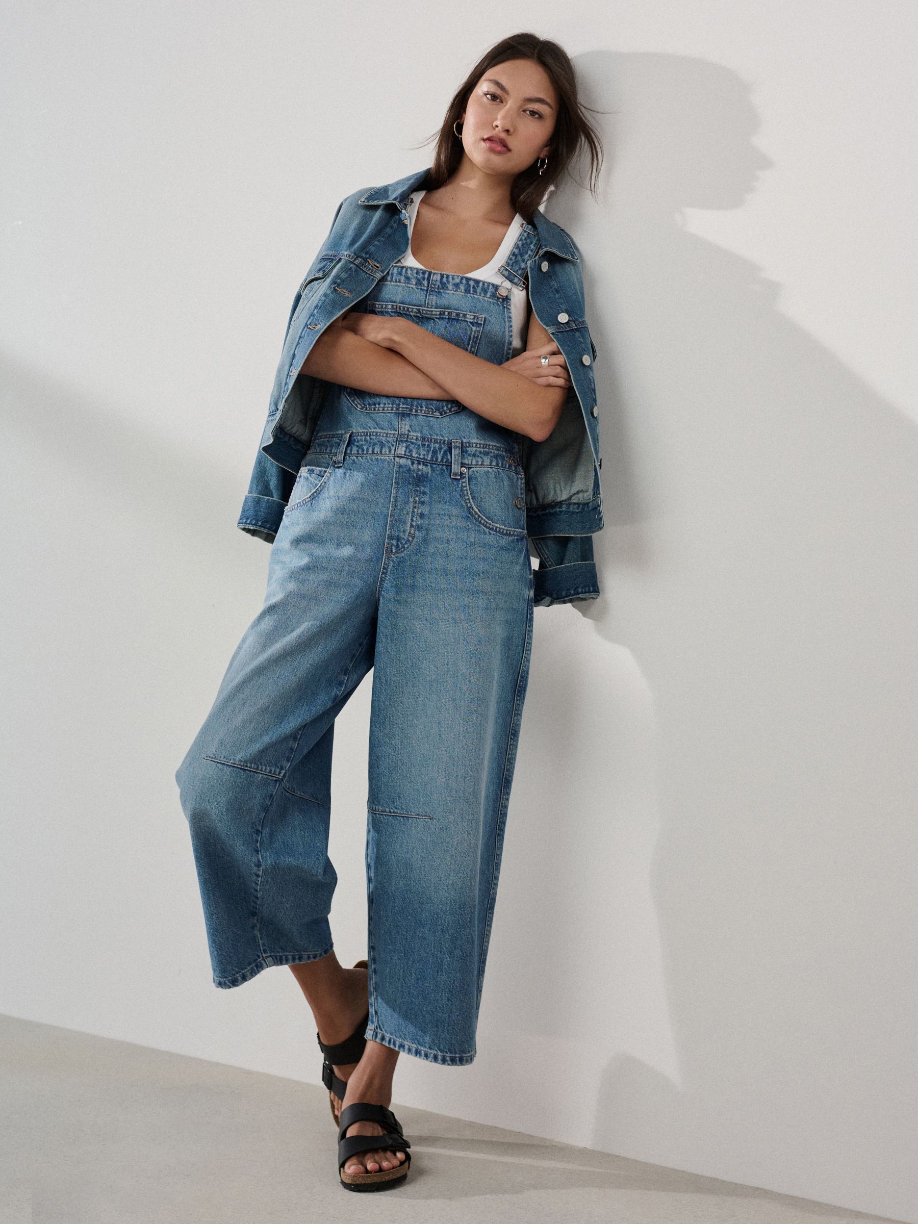 Buy Light Blue Denim Barrel Dungaree Jumpsuit from Next USA