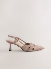 Nude Forever Comfort® Textured Point Toe Slingabck Heels - Image 1 of 5