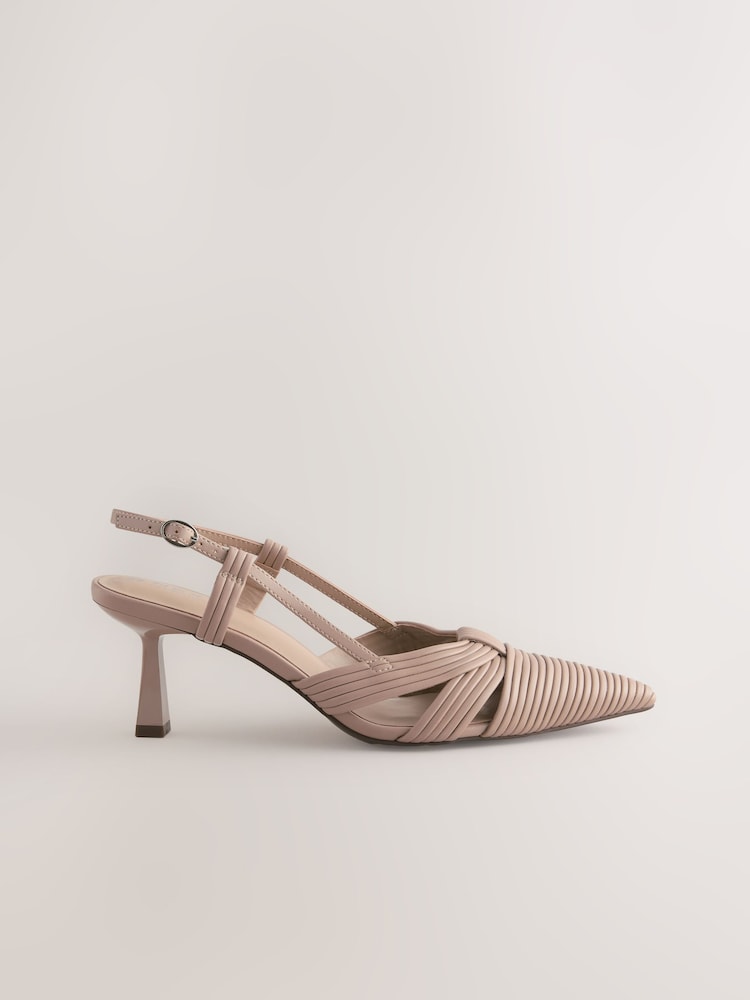 Nude Forever Comfort® Textured Point Toe Slingabck Heels - Image 1 of 5 Nude Forever Comfort® Textured Point Toe Slingabck Heels - Image 1 of 5