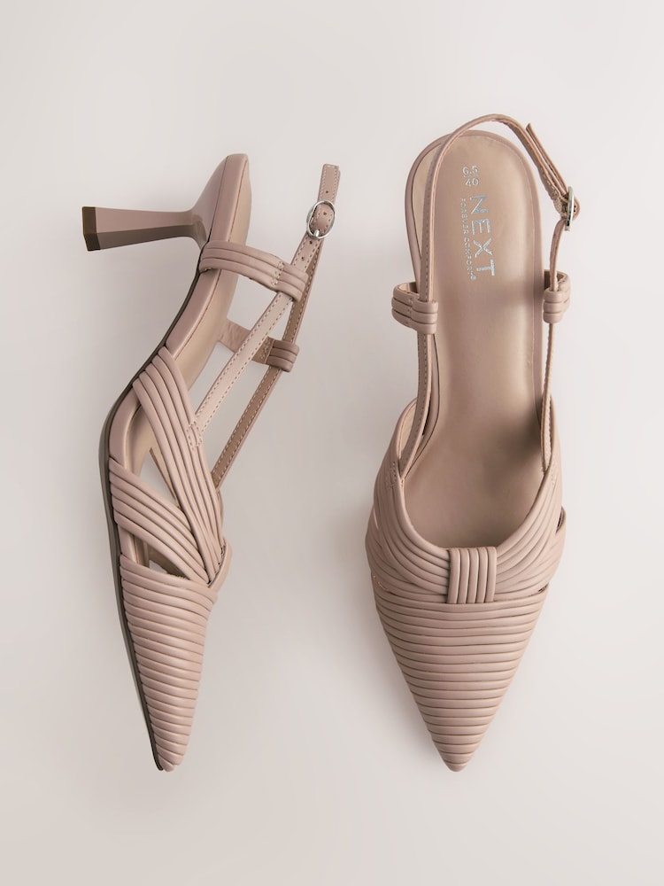 Nude Forever Comfort® Textured Point Toe Slingabck Heels - Image 2 of 5 Nude Forever Comfort® Textured Point Toe Slingabck Heels - Image 2 of 5