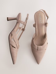 Nude Forever Comfort® Textured Point Toe Slingabck Heels - Image 6 of 9