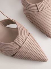 Nude Forever Comfort® Textured Point Toe Slingabck Heels - Image 8 of 9