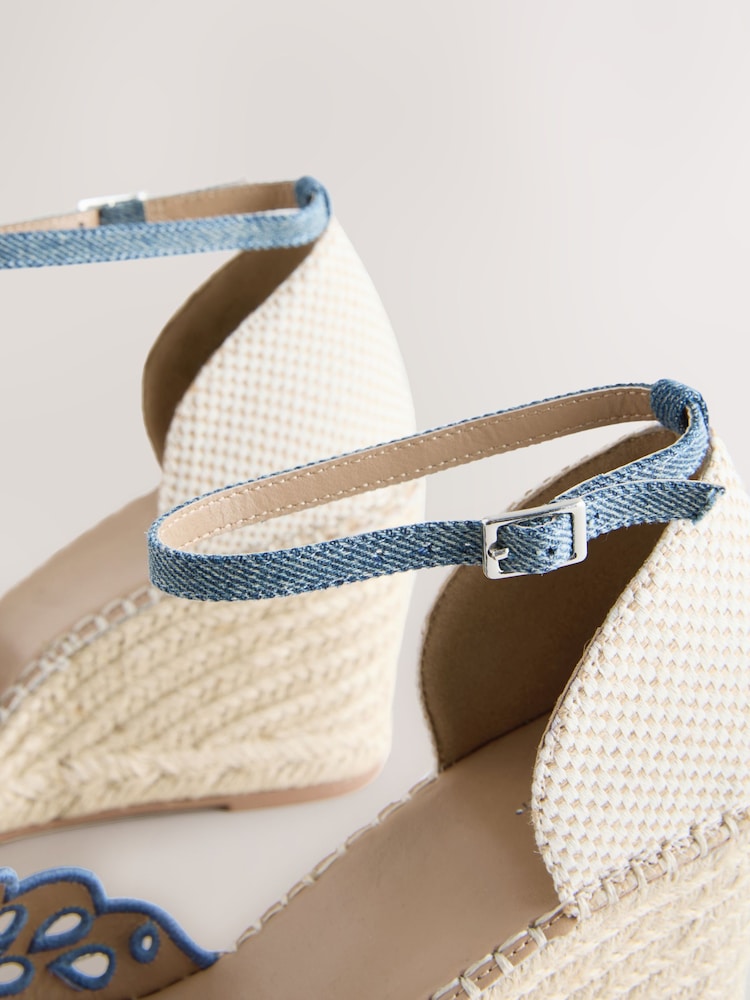 Denim Forever Comfort® Broderie Closed Toe Wedges - Image 10 of 10