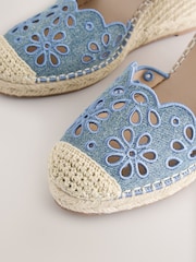 Denim Forever Comfort® Broderie Closed Toe Wedges - Image 9 of 10