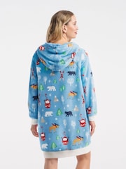 Hatley Blue Vintage Ski Adult Oversized Fleece Hoodie - Image 2 of 3