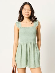 FatFace Green Coral Texture Petite Cheska Playsuit - Image 3 of 6