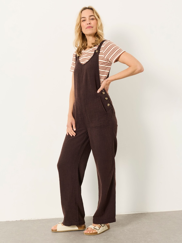 FatFace Chocolate Brown Raffles Jumpsuit - Image 1 of 6