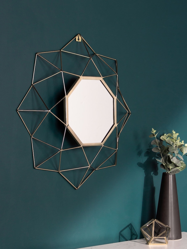 Paoletti Brass Gold Geo Mirror - Image 1 of 3 Paoletti Brass Gold Geo Mirror - Image 1 of 3