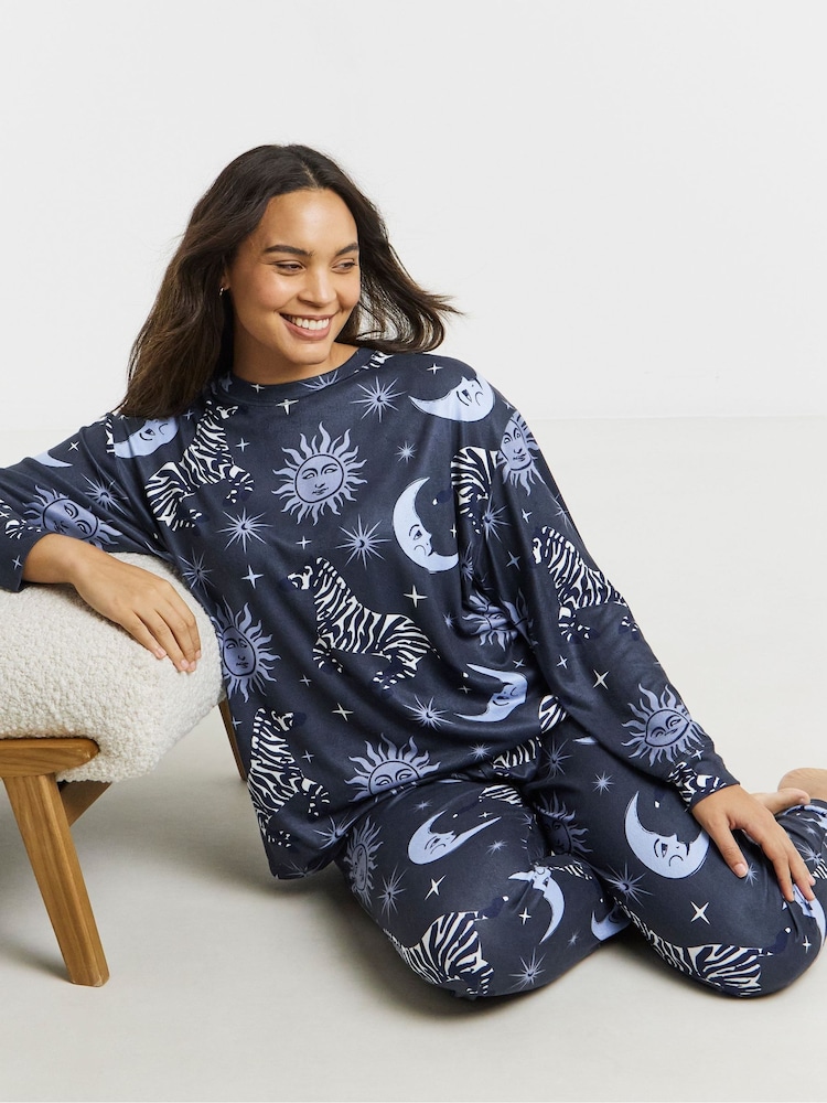 Simply Be Celestial Zebra Supersoft Twosie Pyjamas Set - Slika 1 iz 4