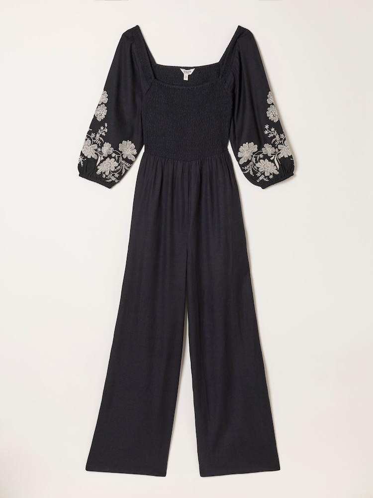 FatFace Adele Black Embroidered Jumpsuit - Image 5 of 5