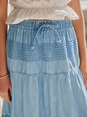 Denim decolorat - Tiered Maxi Bleach Skirt - Imaginea 5 din 8