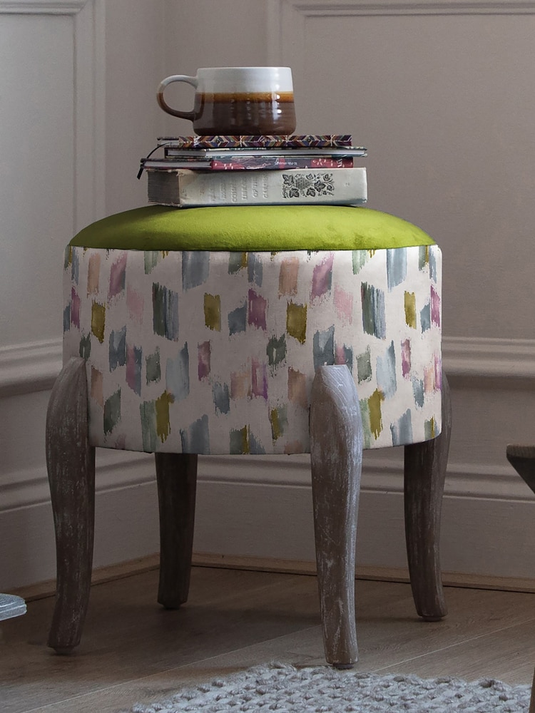 Voyage Maison Grey Arwen Printed Finn Footstool - Image 1 of 2 Voyage Maison Grey Arwen Printed Finn Footstool - Image 1 of 2