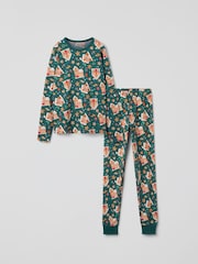 Polarn O. Pyret Green Adult Heart Print Pyjamas - Image 1 of 2