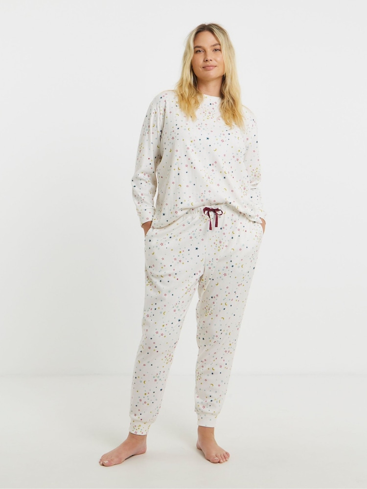 Simply Be White Pretty Secrets Supersoft Pointelle Twosie Pyjamas Set - Image 1 of 4