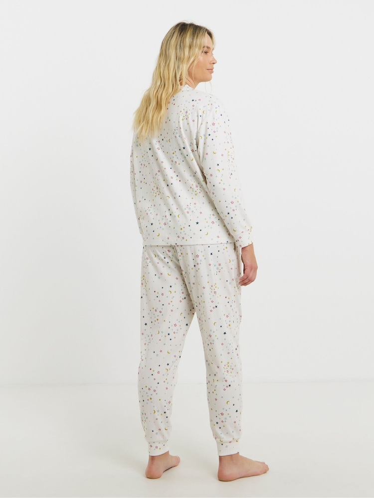 Simply Be White Pretty Secrets Supersoft Pointelle Twosie Pyjamas Set - Image 2 of 4