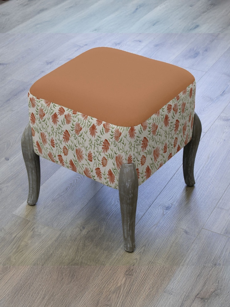 Voyage Maison Orange Carrara Printed Ralf Footstool - Image 2 of 2 Voyage Maison Orange Carrara Printed Ralf Footstool - Image 2 of 2