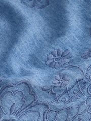 Mid Blue Embroidered Short Sleeve Denim Shirt - Image 2 of 3