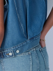 Mid Blue Sleeveless Relaxed Denim Trucker Jacket - Image 5 of 5