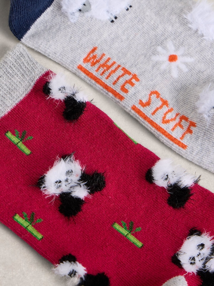 White Stuff Grey 2 Pack Fluffy Animal Socks - Image 2 of 2 White Stuff Grey 2 Pack Fluffy Animal Socks - Image 2 of 2