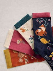 White Stuff Blue 4 Pack Woodland Ankle Socks - Image 2 of 4