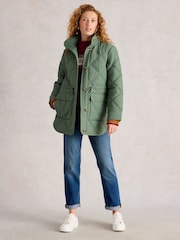 White Stuff Green Edie Quilted Coat - Image 1 of 6
