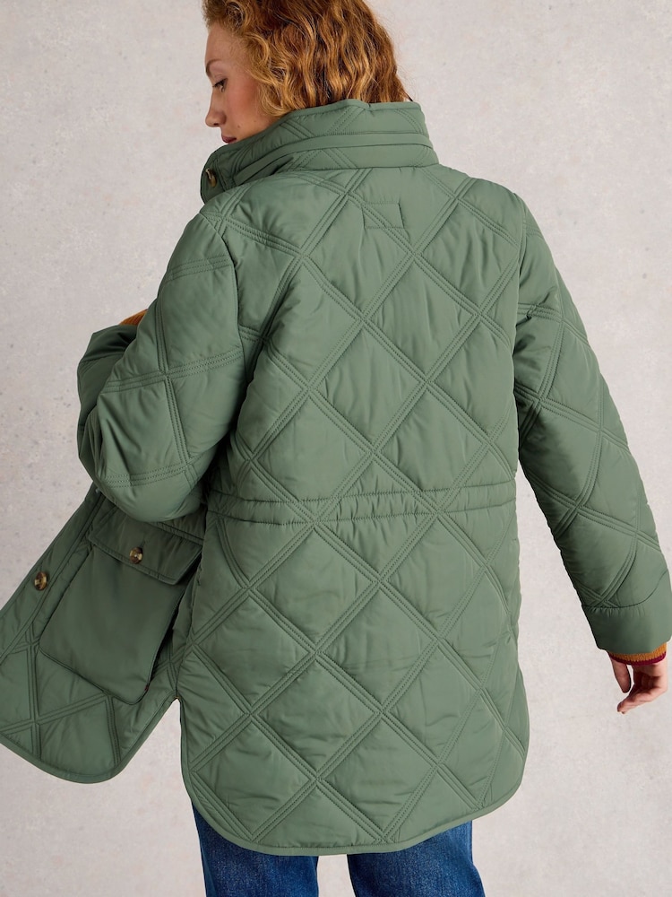 White Stuff Green Edie Quilted Coat - Image 2 of 6