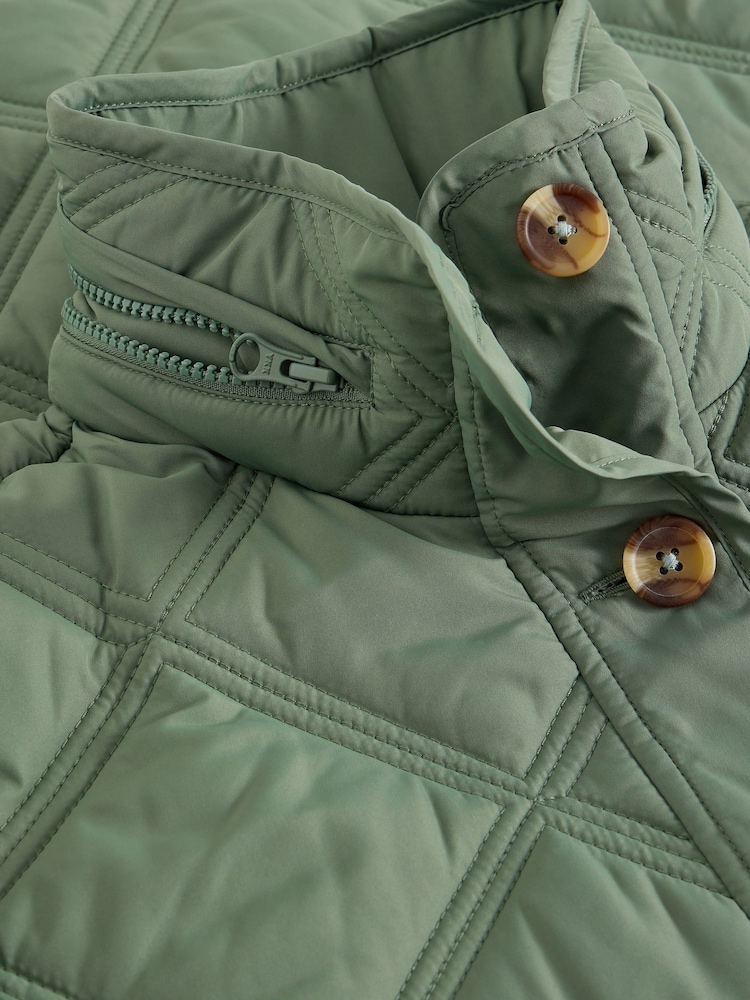 White Stuff Green Edie Quilted Coat - Image 6 of 6