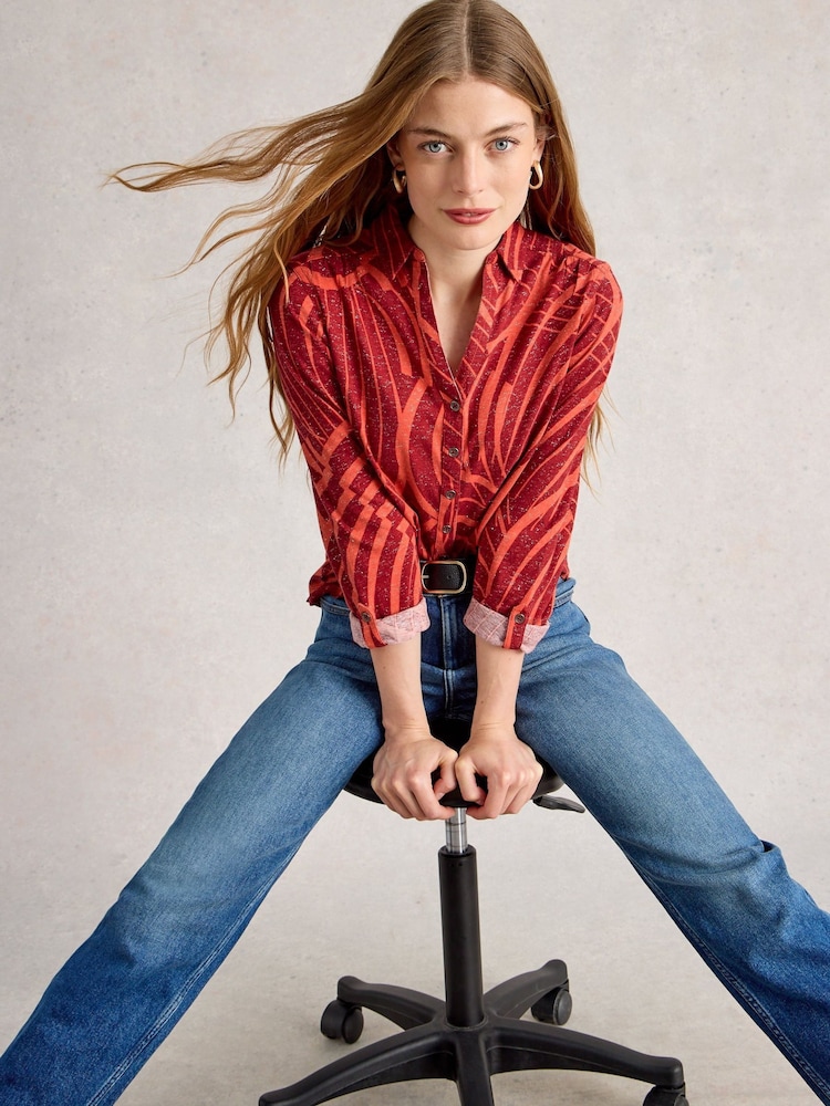 White Stuff Red Annie Printed Sparkle Shirt - Image 1 of 6