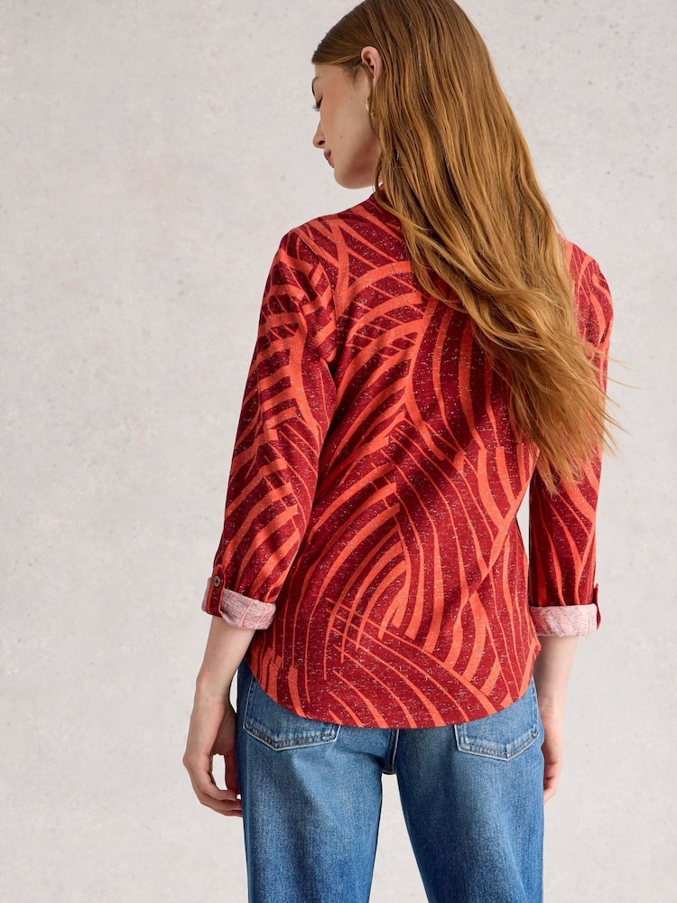 White Stuff Red Annie Printed Sparkle Shirt - Image 2 of 6
