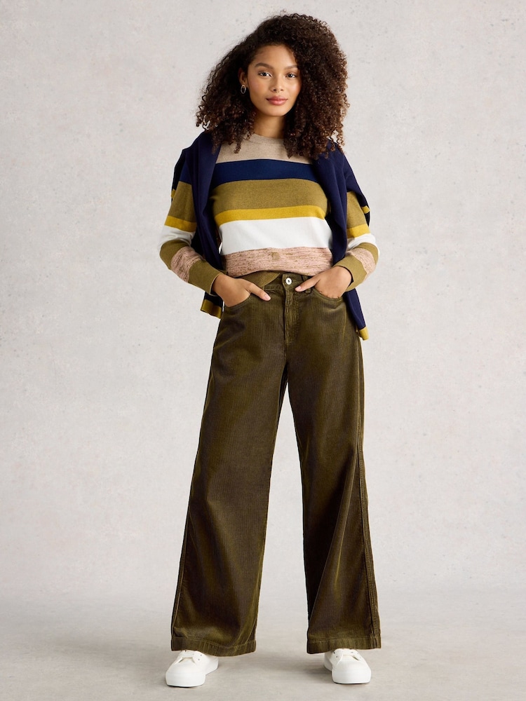 White Stuff Green Ayla Cord Wide Leg Trouser - Image 2 of 6