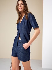 Dark Blue Lipsy Tailored Denim Shorts - Image 1 of 8