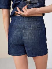 Dark Blue Lipsy Tailored Denim Shorts - Image 3 of 8